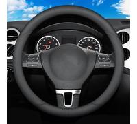 Car Steering Wheel Cover Leather for Renault Megane 2 3 4 Twingo Clio Talisman Captur Kwid scenic 2, Anti Slip Steering Wheel Protector, Breathable Microfiber 37-38cm,Type O-Black-1