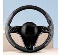 Car Steering Wheel Cover Leather for Seat Arona/Altea/Ateca/Arona/Arosa/Cordoba, Universal Segmented Steering Wheel Protection, Non-slip Auto Assisted Gear Cover,- Grey