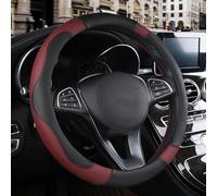 Car Steering Wheel Cover Leather for Sko-da Rapid, All Inclusive Anti Slip Steering Wheel Cover, Carbon Fiber Sports Style Comfort Wheel Sleeve Protector,Wine Red