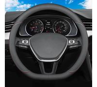 Car Steering Wheel Cover Leather for Skoda Kodiaq Fabia Karoq Laura Superb VRS Yeti Octavia Scala, Anti Slip Steering Wheel Protector, Breathable Microfiber 37-38cm,Type D-colore-1