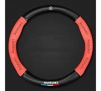 Car Steering Wheel Cover Leather for Suzuki SX4 S-Cross 2013-2021, Soft Microfiber Leather Steering Wheel Protector Sleeve Anti-Slip Breathable Interior Accessories,Red