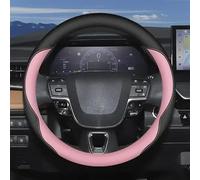 Car Steering Wheel Cover Leather For Toyota For Avalon For Highlander For Camry For Corolla For Cross RAV4 Steering Wheel Cover(Black Pink)