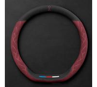 Car Steering Wheel Cover Leather for VW T6 und T6.1 Multivan/Caravelle California ab 2015-, Steering Wheel Covers Soft Microfiber Leather 37-38cm/15'' Plush Car Steering(Red,D type)