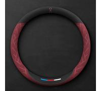 Car Steering Wheel Cover Leather for VW T6 und T6.1 Multivan/Caravelle California ab 2015-, Steering Wheel Covers Soft Microfiber Leather 37-38cm/15'' Plush Car Steering(Red,Roundtype)