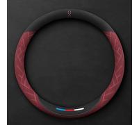 Car Steering Wheel Cover Leather for VW T6 und T6.1 Multivan/Caravelle California ab 2015-, Steering Wheel Covers Soft Microfiber Leather 37-38cm/15'' Plush Car Steering(Red,Roundtype)