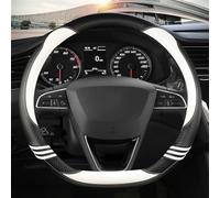 Car Steering Wheel Cover Leather Interior Protection Accessories For Seat For Leon 5F Mk3 2013 2014 2015-2022(White D shape)