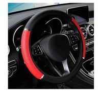 Car Steering Wheel Cover Leather Metal Strip Popular Car No Inner Ring Steering Wheel Cover Auto Accessories Suitable for 14.5-15 Inch Parts Universal Carbon Fiber Design(Red)