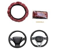 Car Steering Wheel Cover Leather Plush Steering Wheel Cover For Creative Auto Winter Warm Plush Universal Fit For 38cm Steering Wheel Decoration Breathable Anti-slip Protector(F)