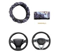 Car Steering Wheel Cover Leather Plush Steering Wheel Cover For Creative Auto Winter Warm Plush Universal Fit For 38cm Steering Wheel Decoration Breathable Anti-slip Protector(A)