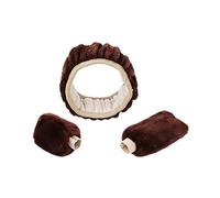 Car Steering Wheel Cover Leather Protector Decoration Warm Super Thick Plush Collar Soft Black Pink Women Man Car Steering Wheel Cover Gearshift Handbrake Cover Breathable Anti-slip Protector(E)