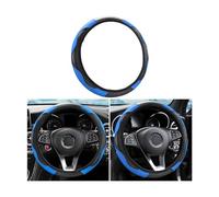 Car Steering Wheel Cover, Microfiber PU Leather Elastic Carbon Fiber Auto Steering Wheel Protector, 15 Inch Breathable Anti-Slip for Women Men, Car Interior Accessories for Most Cars (Black/Blue)