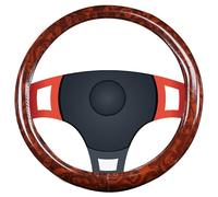 Car Steering Wheel Cover - Peach Wood Grain Artificial Leather with Anti-Slip Lining | Universal Fit 37-38cm Diameter All-Season Protector Stylish Interior Upgrade Vehicle Accessory Comfortable Grip D