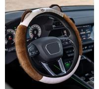 Car Steering Wheel Cover, Protector, 15 Inch Fluffy Soft Plush Auto, Anti-Slip Elastic Lovely with Kitty Ears Fit for Most Vehicles (White+Blue) Protect the steering wheel