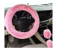 Car Steering Wheel Cover Protector 3-Piece Set Winter Thick Plush Car Steering Wheel Cover Soft Wool 38cm Diameter Fur Wrap(Pink)