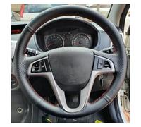 Car Steering Wheel Cover Protector Black Steering Wheel Cover Artificial Leather Hand-stitched For Solaris For Verna For I20 For Accent(White Thread)