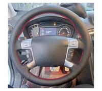 Car Steering Wheel Cover Protector Perforated Leather Trim Hand Sewn For Galaxy 2006-2015 For S-Max 2006-2014 Car Steering Wheel Cover(Light Blue Thread)