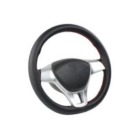 Car Steering Wheel Cover Protector Universal Leather Car Steering Wheel Stitch On Wrap Cover for 38cm 14" DIY Sewing Breathable and Anti Slip Black Grey Beige(Black)