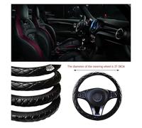 Car Steering Wheel Cover PU Leather Car-styling 37-38CM Diameter Universal Steering Wheel Cover Crystal Crown Interior Accessories(4)