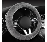 Car Steering Wheel Cover, Shiny Starry Sky Mink Plush Soft Anti-Slip Winter Car Interior Universal 15 Inch Steering Wheel Protection Cover(Grey)