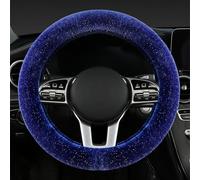 Car Steering Wheel Cover, Shiny Starry Sky Mink Plush Soft Anti-Slip Winter Car Interior Universal 15 Inch Steering Wheel Protection Cover(Blue)