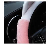 Car Steering Wheel Cover Steering Wheel Protective Cute Cartoon Plush Warm Car Without Inner Ring Cover Accessories Suitable For 14.5-15INCH(Pink)