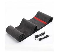 Car Steering Wheel Cover Suede Leather Braid Car Steering Wheel Cover - Universal 38cm DIY Hand-stitched Handle Accessories(Black - black line)