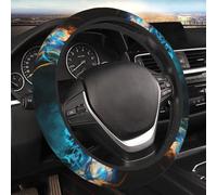 Car Steering Wheel Cover Universal 15 Inch Anti-Slip Protector Covers - Blue Flame Fire Skull Burning, Black