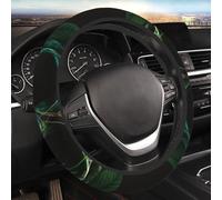 Car Steering Wheel Cover Universal 15 Inch Anti-Slip Protector Covers - Skull Green Leaf Weed, Black