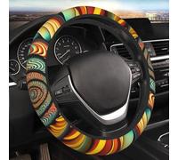 Car Steering Wheel Cover Universal 15 Inch Anti-Slip Protector Covers - Spiral Trippy Illusion Optical Psychedelic, Black