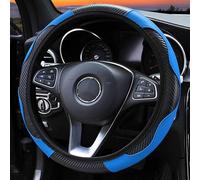 Car Steering Wheel Cover, Universal Size Steering Wheel Cover Fit 37-38cm/14.5-15inch, Anti-slip Carbon Microfiber Steering Wheel Cover, Breathable Car Accessory Steering Wheel Protector Cover, Blue
