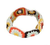 Car Steering Wheel Cover with Boho Crochet Design Featuring Sunflower and Granny Square, Fits Standard 14 15 Inch Wheels, Cotton Yarn Material