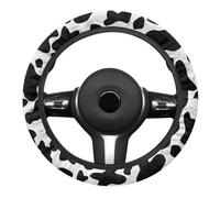 Car Steering Wheel Covers Black Minimalist Flannel Soft Non-Slip Sweat Absorbent, Elastic Stretch, Cars Interior Accessories, Decorative Cover Universal Size 38Cm /15Inch