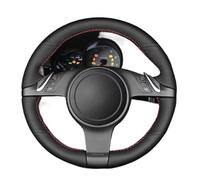 Car Steering Wheel Covers For 911 991 For Boxster For Cayman 981 For Cayenne For Panamera 2009-2016 Full Black Leather Car Steering Wheel Cover(Red thread)