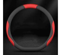 Car Steering Wheel Covers for Hyundai New 5 Seats SantaFe 2013-2018, Car Steering Wheel Cover Breathable Anti-slip Protector Interior Accessory,D-Shape-Black and Red