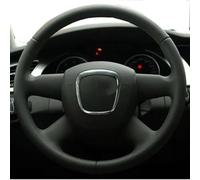Car Steering Wheel Covers For Old A4 B7 B8 A6 C6 2004-2011 For Q7 2005-2011 For Q5 2008-2012 Hand-stitched Black Pu Leather DIY Car Steering Wheel Cover(Red Blue Thread)