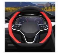 Car Steering Wheel Covers For Peugeot 108 Hatch Microfiber Leather Car Steering Wheel Cover Protector Anti-slip Breathable(Red)