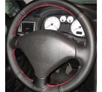 Car Steering Wheel Covers For Peugeot 307 2001 2002-2008 307 For SW 2005 2006 2007 2008 Black-red Perforated Leather Cover Hand Sewing Leather Steering Wheel Cover