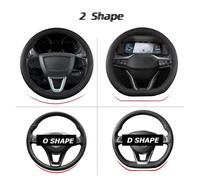 Car Steering Wheel Covers For Seat For Ibiza 6L 6J 6P 6F KJ1 FR Car Steering Wheel Cover PU Leather Non-slip 9 Colors Auto Accessories(D shape Orange)