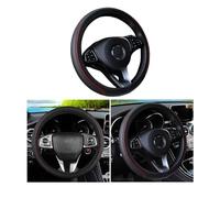 Car Steering Wheel Covers Leather, Steering Wheel Cover Universal Anti-Slip Breathable Elastic Microfiber Leather Embossed Without Inner Ring Car Interior Accessories 37-38cm Black Red