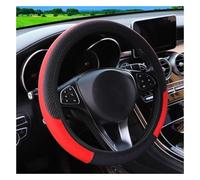 Car Steering Wheel Covers No Inner Leather Steering Wheel Cover Multi-color Embossed Car Handle Cover Available For All Seasons 38cm(Black red)