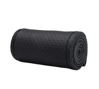 Car Steering Wheel Covers Pu Leather Car Steering Wheel Cover With Needles Thread DIY Braid 37-38cm Anti-Slip Cowhide Steer-Wheel Protector(Black)