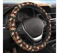Car Steering Wheel Covers Skull Vintage Red Flowers 38cm Universal