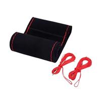 Car Steering Wheel Covers Universal Car Steering Wheel Braid Cover With Needles And Thread Anti Slip Interior Protector Fur Steering Wheel Cover(Style 1-Red Thread)
