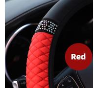Car Steering Wheel Covers with Sparkly Diamond, Car Steering Wheel Cover with Shoulder Pads Pink for 37-38cm Car Steering Wheel (red)