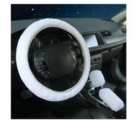 Car Steering Wheel Dust Protector Car Steering Wheel Cover Gearshift Handbrake Cover Protector Decoration Thick Plush Collar Steering Covers(White)