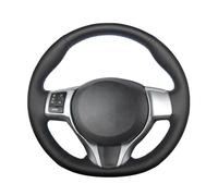 Car Steering Wheel For Toyota For Yaris 2012 2013 2014 2015 2016 2017 2018 Black PU Artificial Leather Hand-stitched Car Steering Wheel Cover Wheel Cover(Yellow Thread)