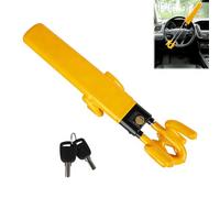 Car Steering Wheel Lock, Car Security Device with 2 Keys, Adjustable Heavy Duty Car Wheel Lock with Double Hooks Design for Vehicle Trucks SUVs, Yellow