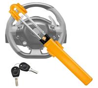 Car Steering Wheel Lock with 2 Keys, High Visibility Anti-Theft Security Device, Twin Bar Crook Locks, Heavy Duty Steering Lock, Universal Adjustable Cars Locks for SUVs, Vans, Caravans (Yellow)