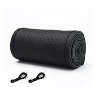 Car Steering Wheel Protective Cover Car Steering Wheel Cover With Needles Thread DIY Braid 37-38cm Anti-Slip Cowhide Steer-Wheel Protector(Black)