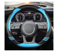 Car Steering Wheel Protective Cover Carbon Fiber Leather Car Steering Wheel Cover 38cm For Q2 For Q3 For Q5 For Q7 For Q8 For S4 For S3 For S5 For S6 For S8(BLUE D SHAPE)